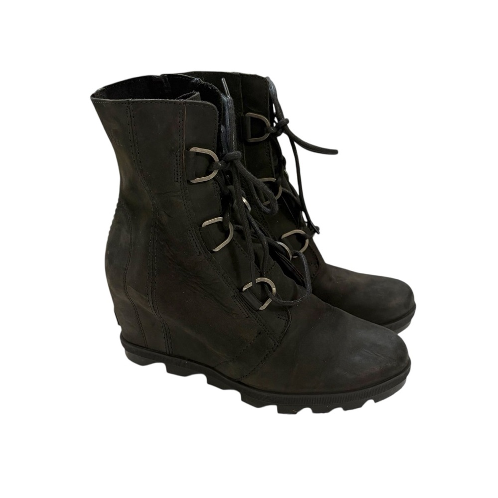 Sorel Women’s Size 10.5 Black Leather Joan Of Arctic Lace Up Boots Winter Snow